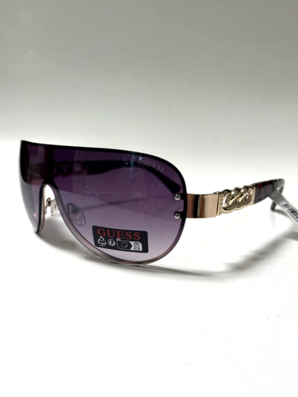 New GUESS Wrap Around Sunglasses GO00037 Acetate Leopard Chain Rimless Brown